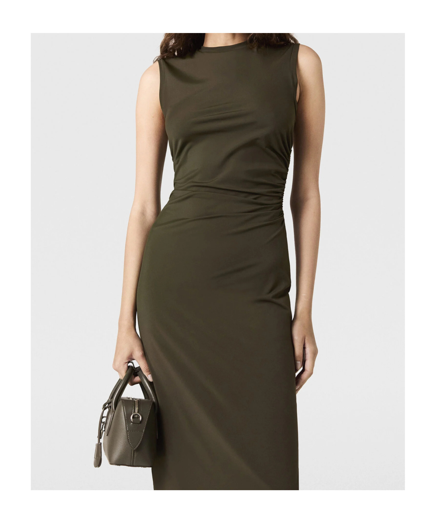 Stella Mccartney Sleeveless Crewneck Twist Mesh Midi Dress In Brown
