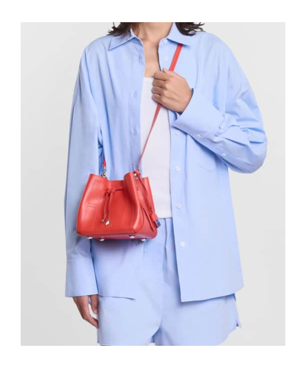 Hogan Mini Hocket Drawstring Bucket Bag In Red