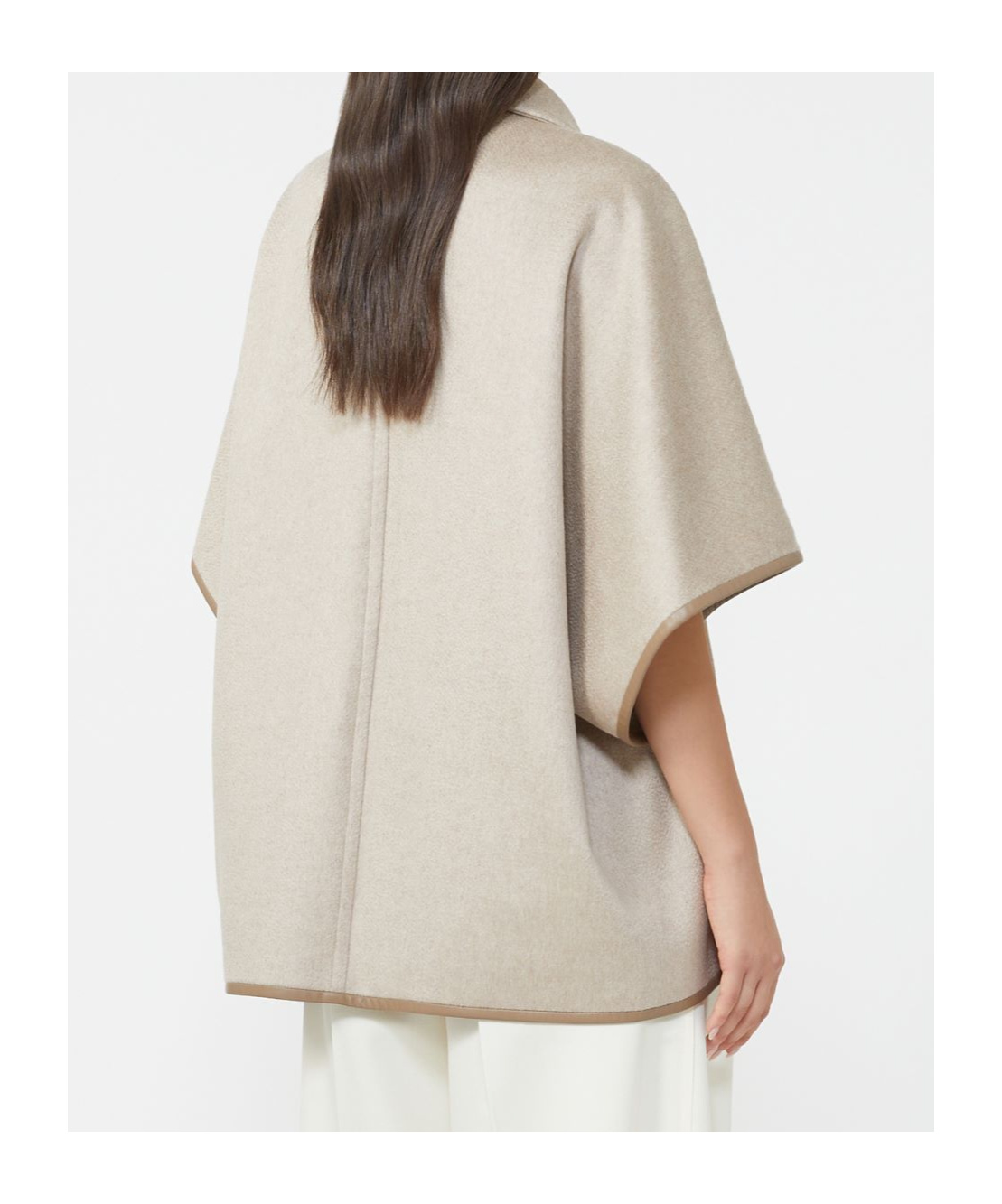 Max Mara Cashmere Zibeline Cape In Neutral