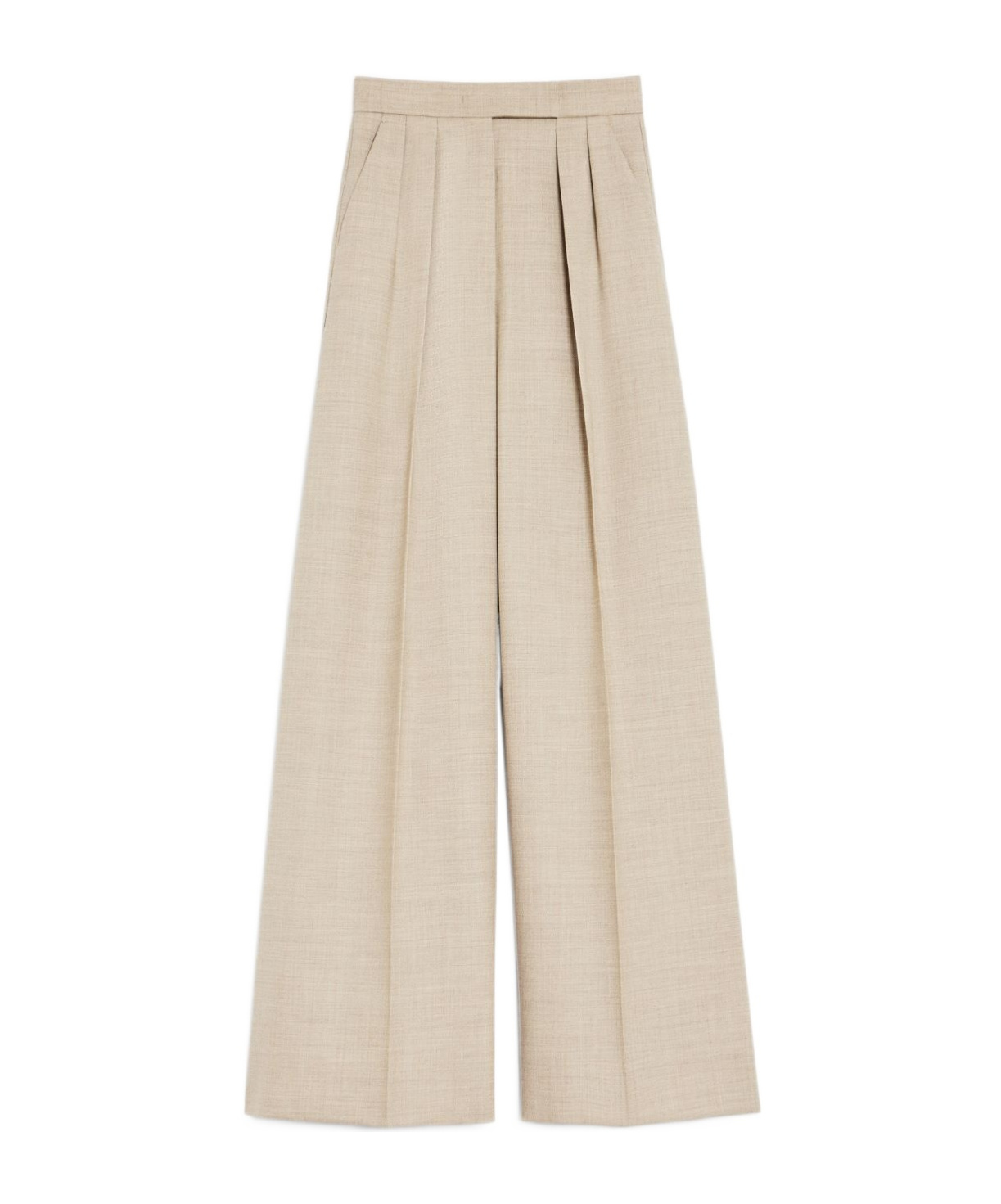Max Mara Mixed Wool Trousers In Nude