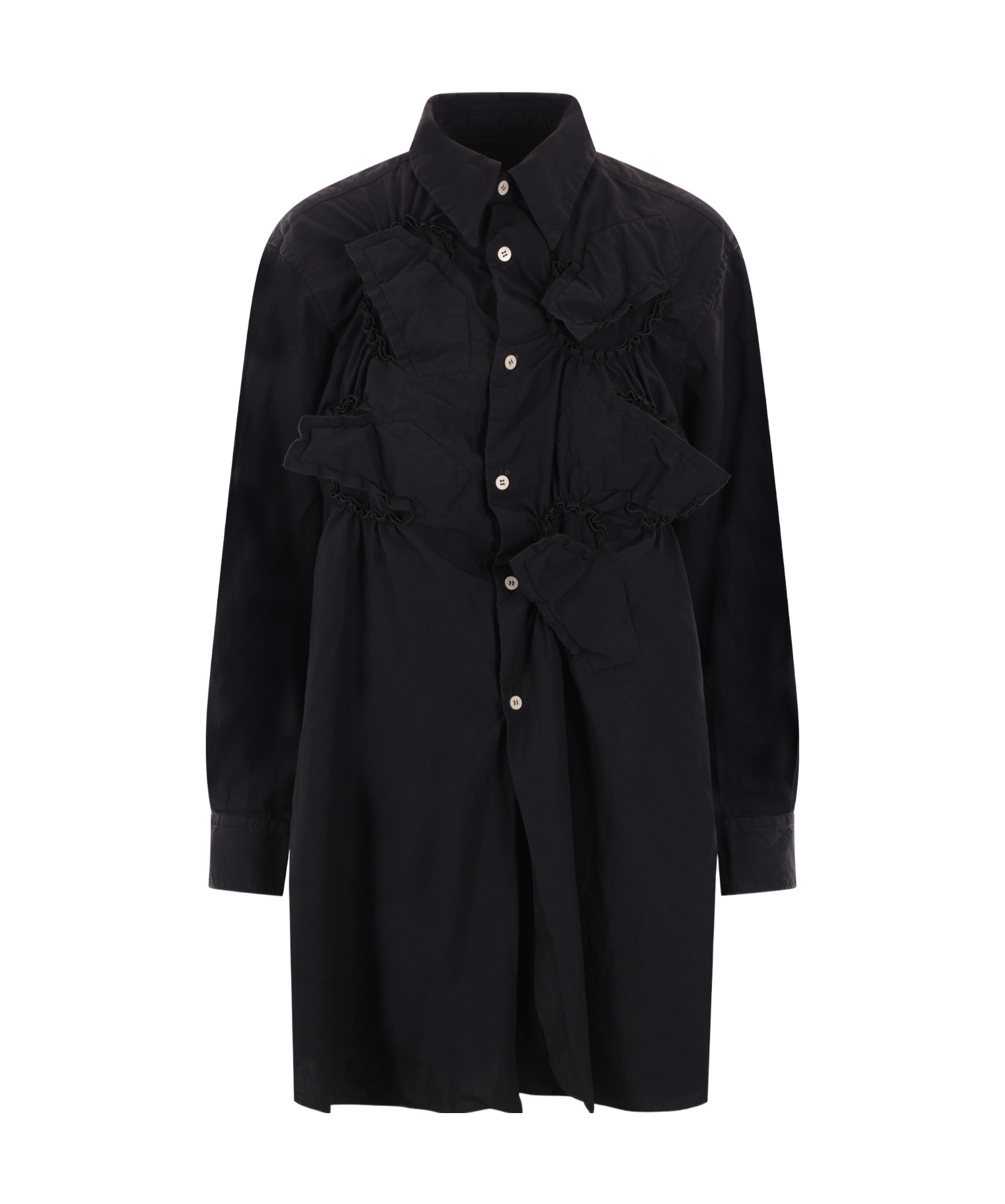 COMME DES GARÇONS COMME DES GARÇONS SHIRT BUTTONED CURVED HEM TOP 