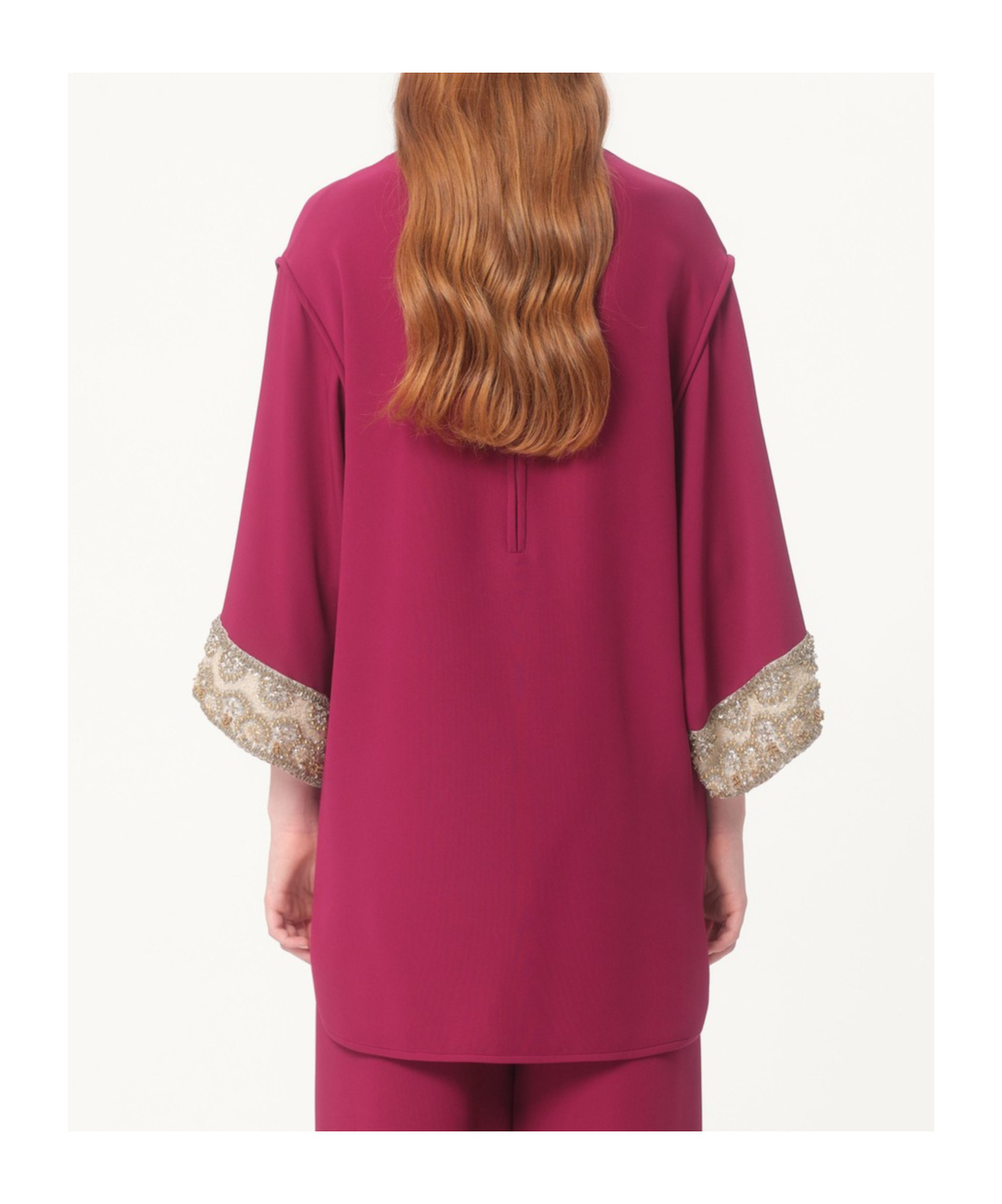 Valentino Womens Phalaris Magenta Cady Couture Embroidered Silk Top In Red