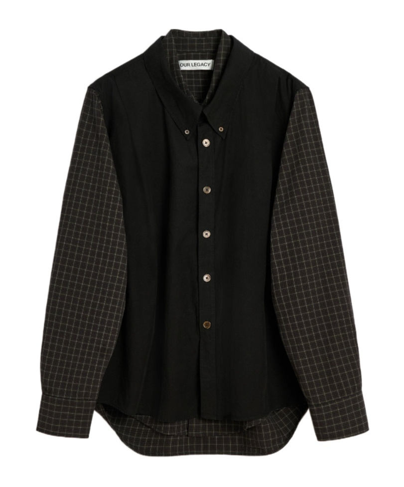 Our Legacy Check Pattern Collared Long Sleeve Shirt In Black