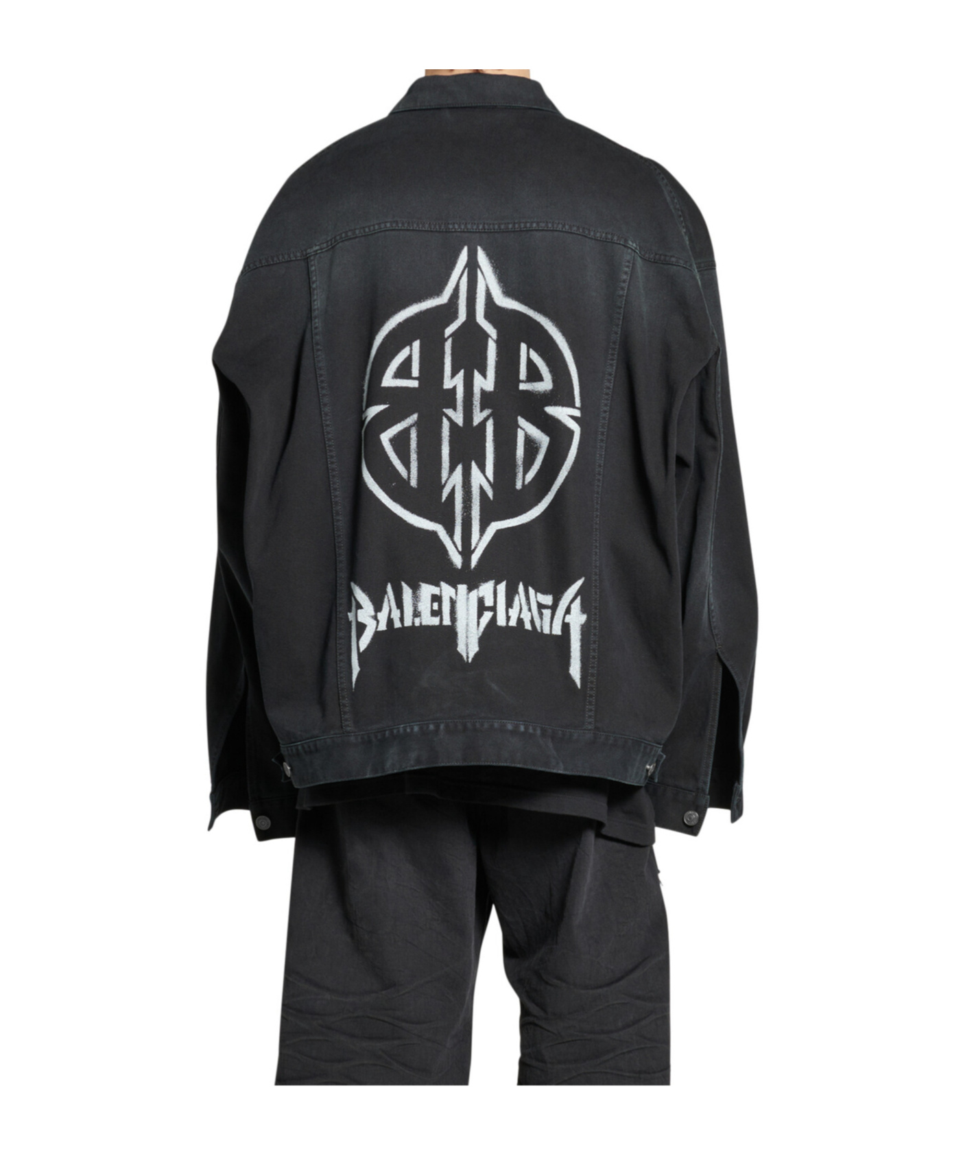 Balenciaga Political Campaign-logo Oversized Denim Jacket In Black