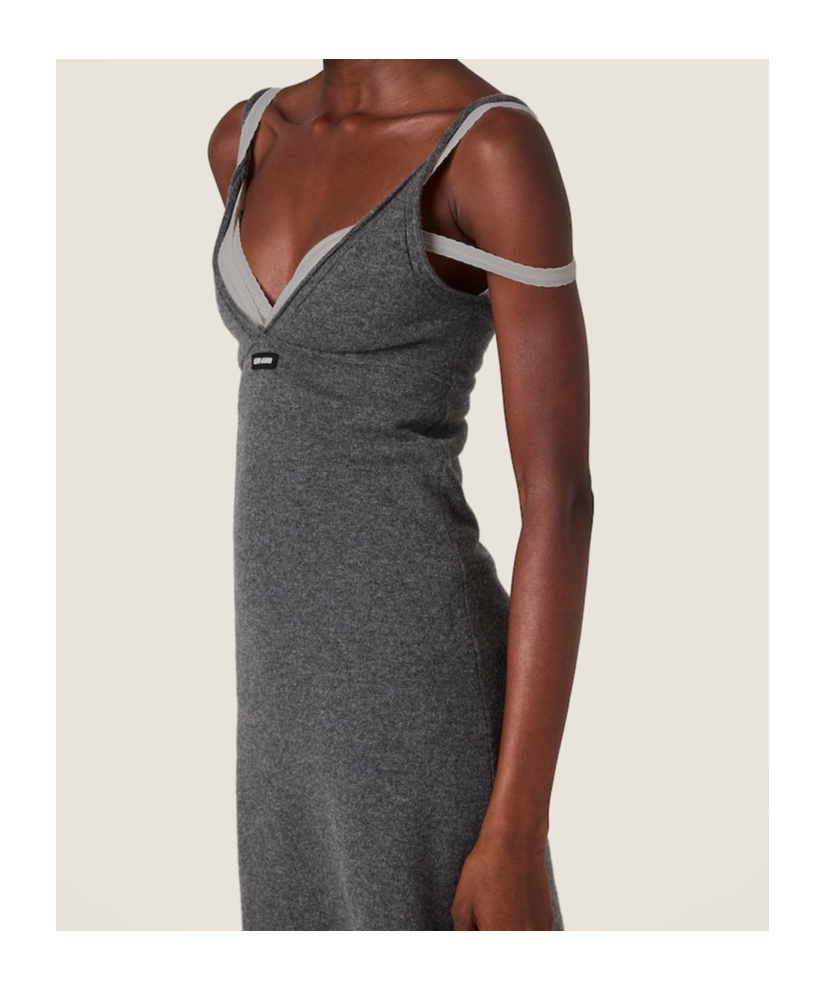 Miu Miu Spaghetti Strap V-neckline Dress Design In Black