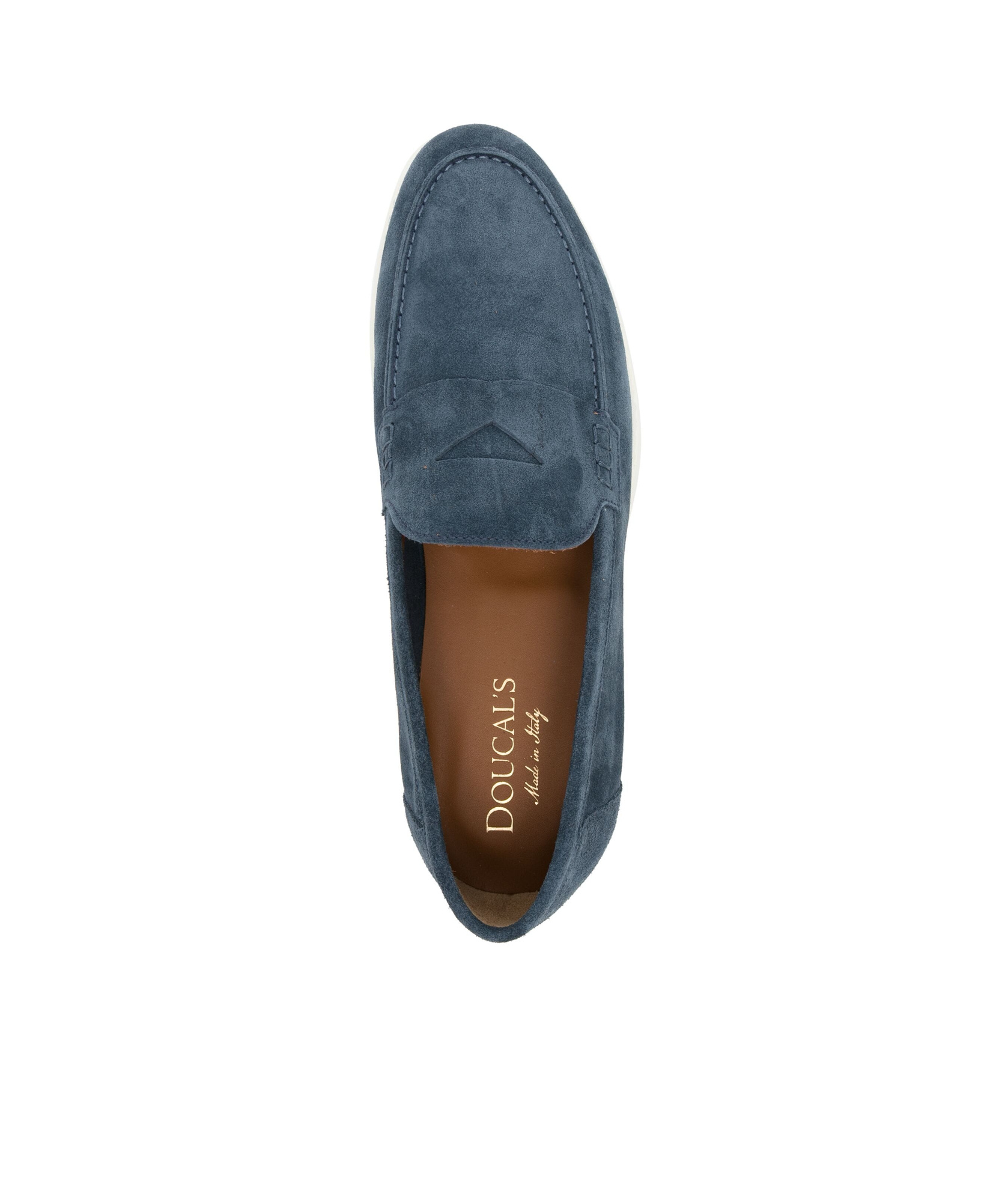 Doucal's Moc-stitching Suede Loafers In Blue
