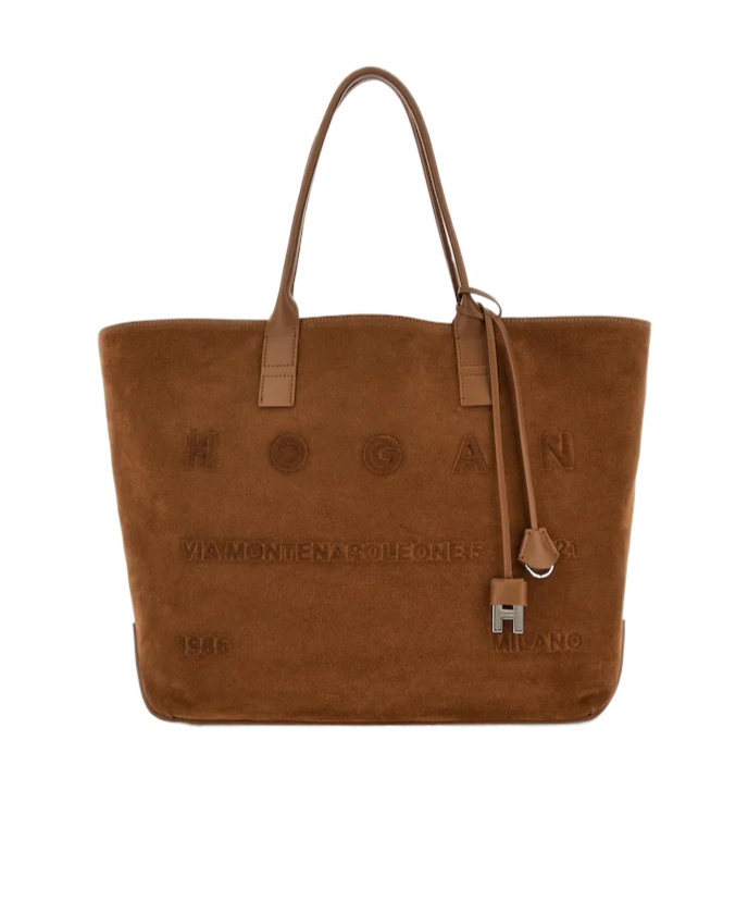 Hogan Script Shopping Bag Medium In Brown