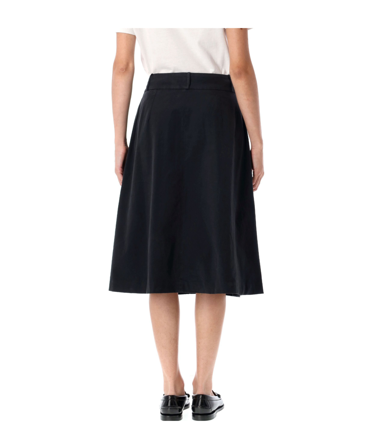 Apc Pleated Cotton Midi Skirt In Black