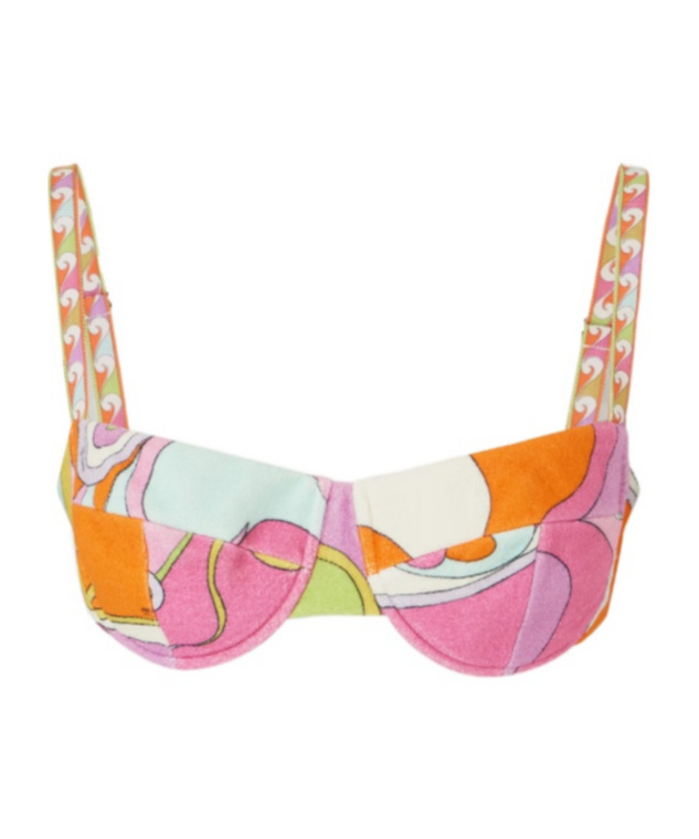 PUCCI PRINTED COTTON-TERRY BIKINI TOP