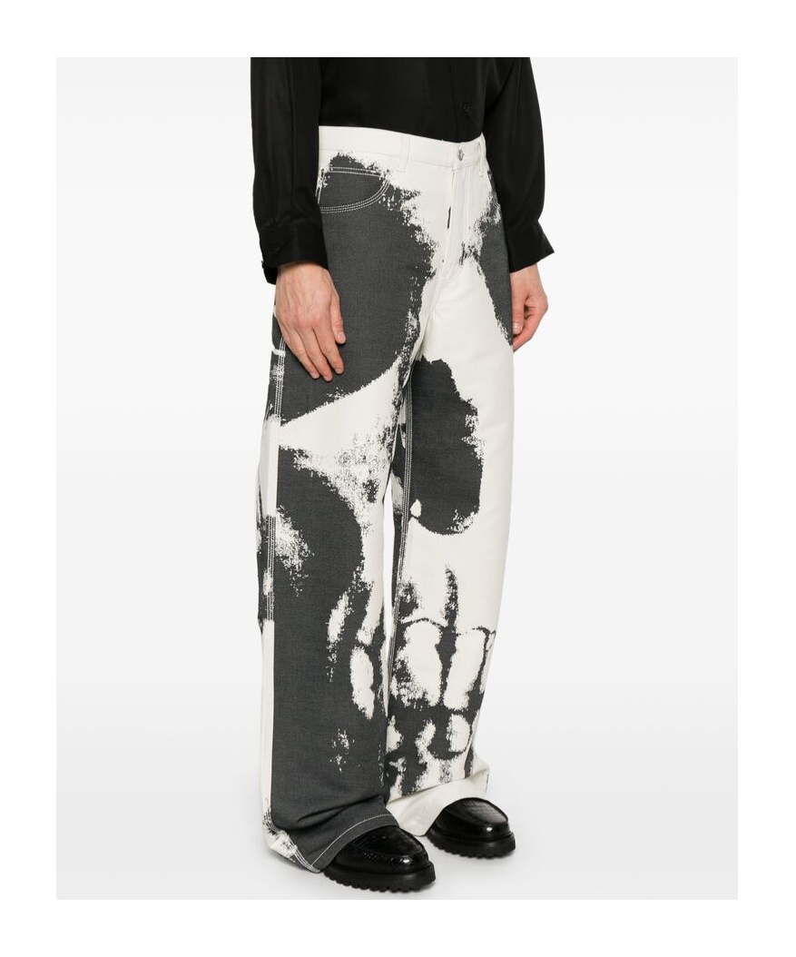 Alexander Mcqueen Skull-print Trousers In Black