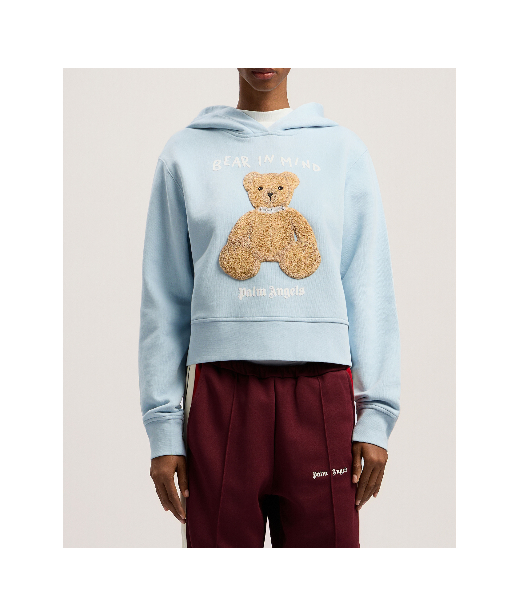 Palm Angels Teddy Bear Motif Hoodie In Blue