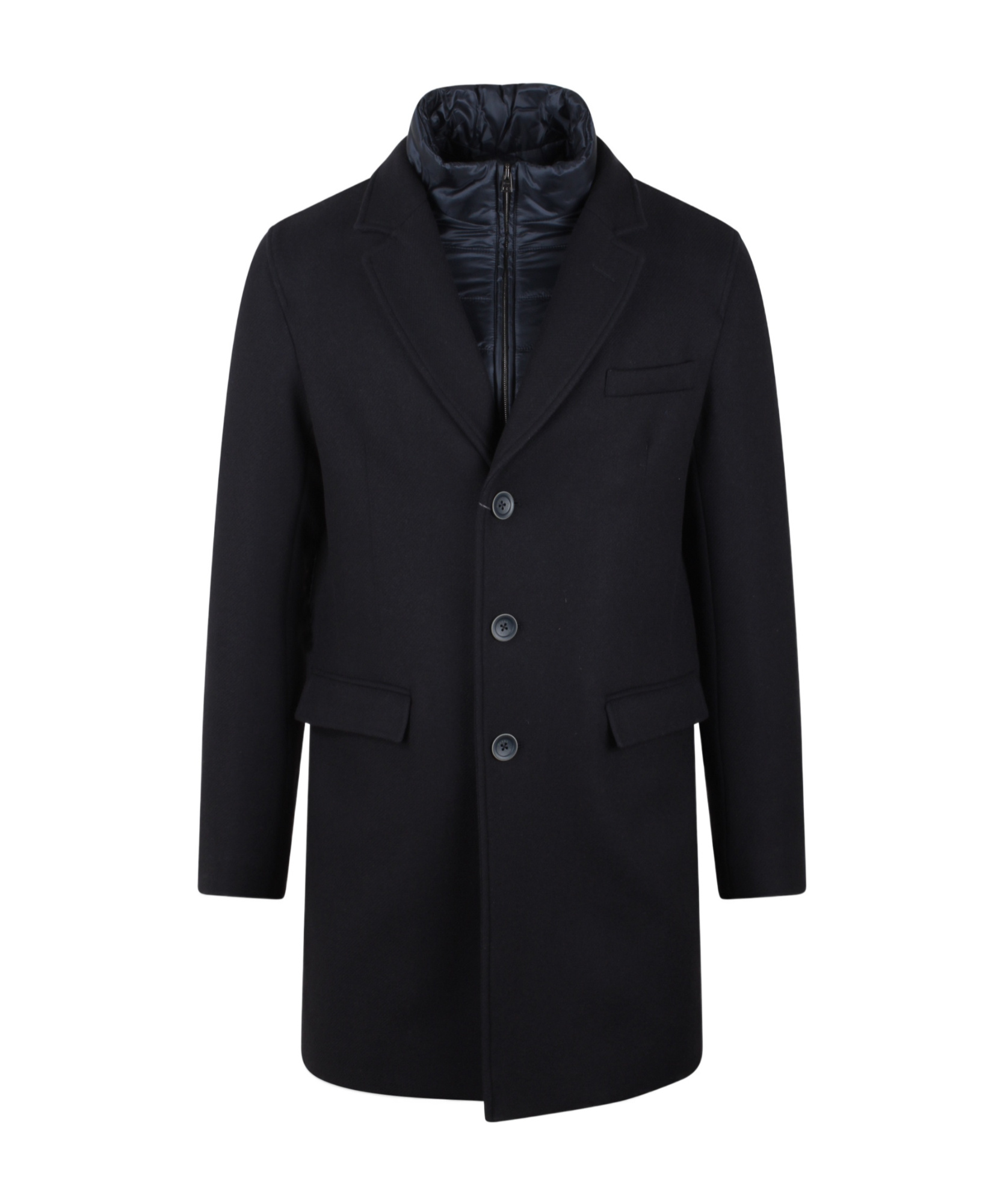 Herno Durable Long Sleeve Coat With Notched Lapels In Black