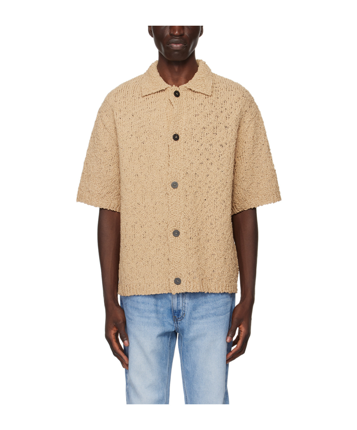 Shop Wooyoungmi Hollowed-out Short-sleeved Sweater In Brown