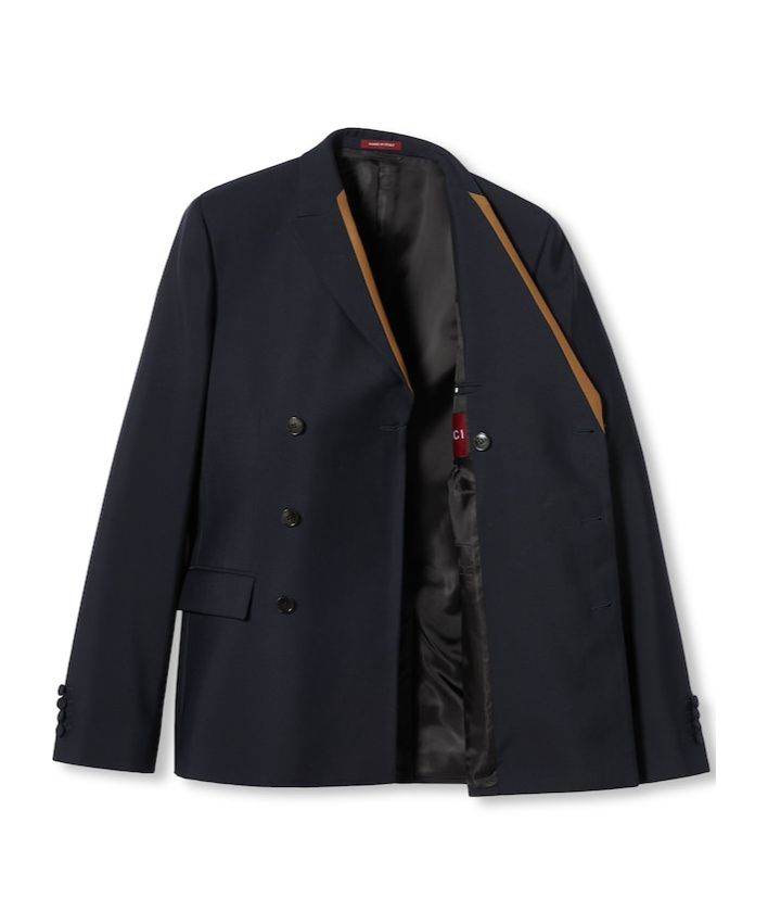 Gucci Wool Blazer With Contrasting Profile In Blue