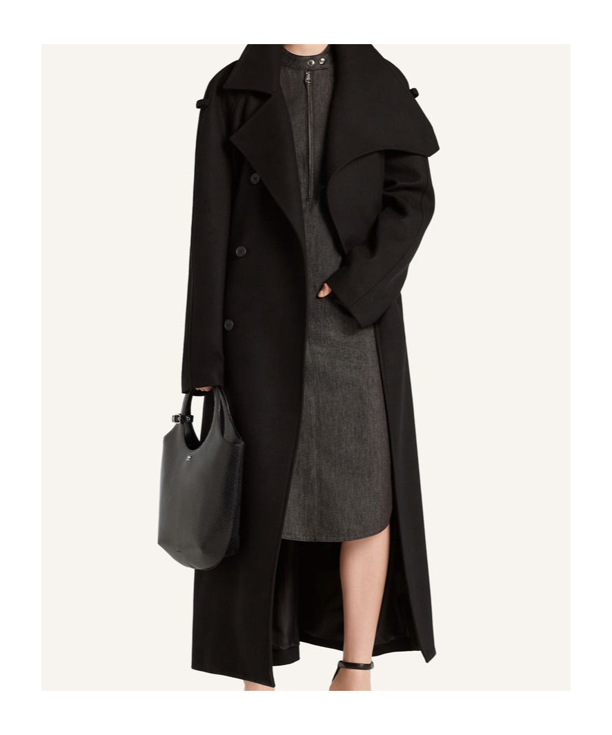 Courrèges Double-breasted Trench Coat In Black
