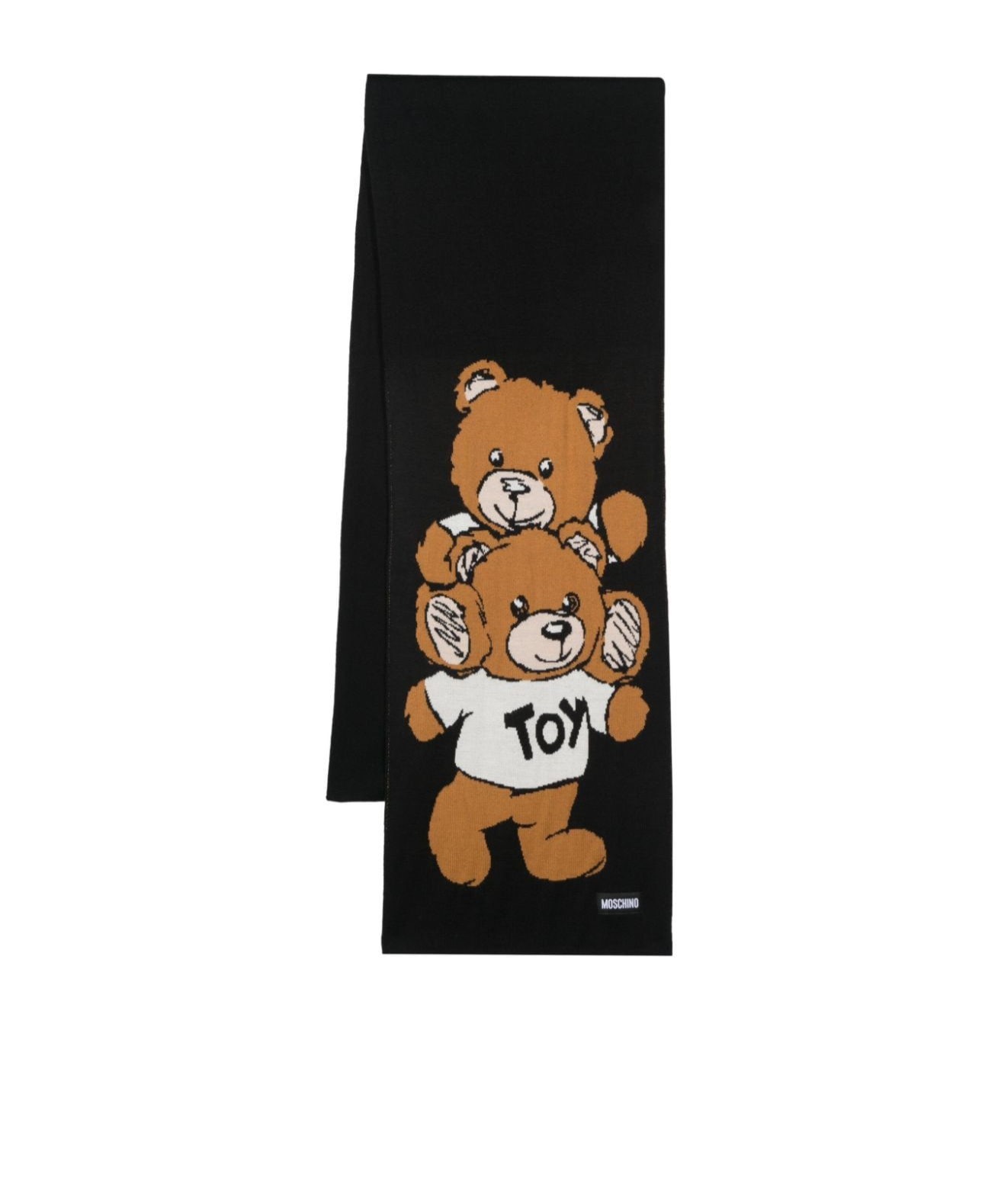 Moschino Teddy Bear-motif Scarf In Black