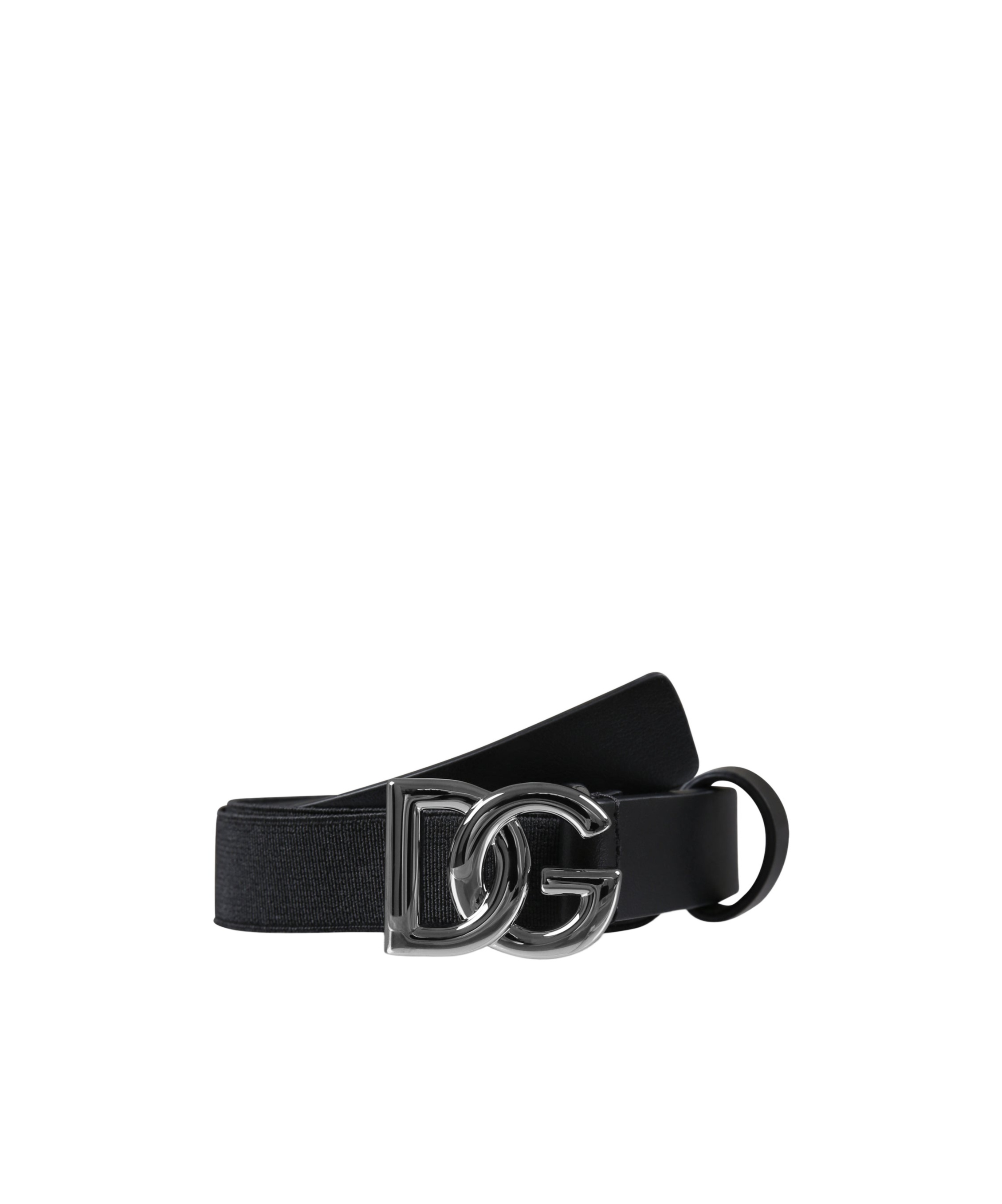 Dolce & Gabbana Dg Plaque Elasticated Belt In Black