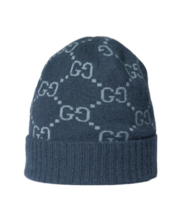 Gucci Gg Cashmere Jacquard Hat In Blue