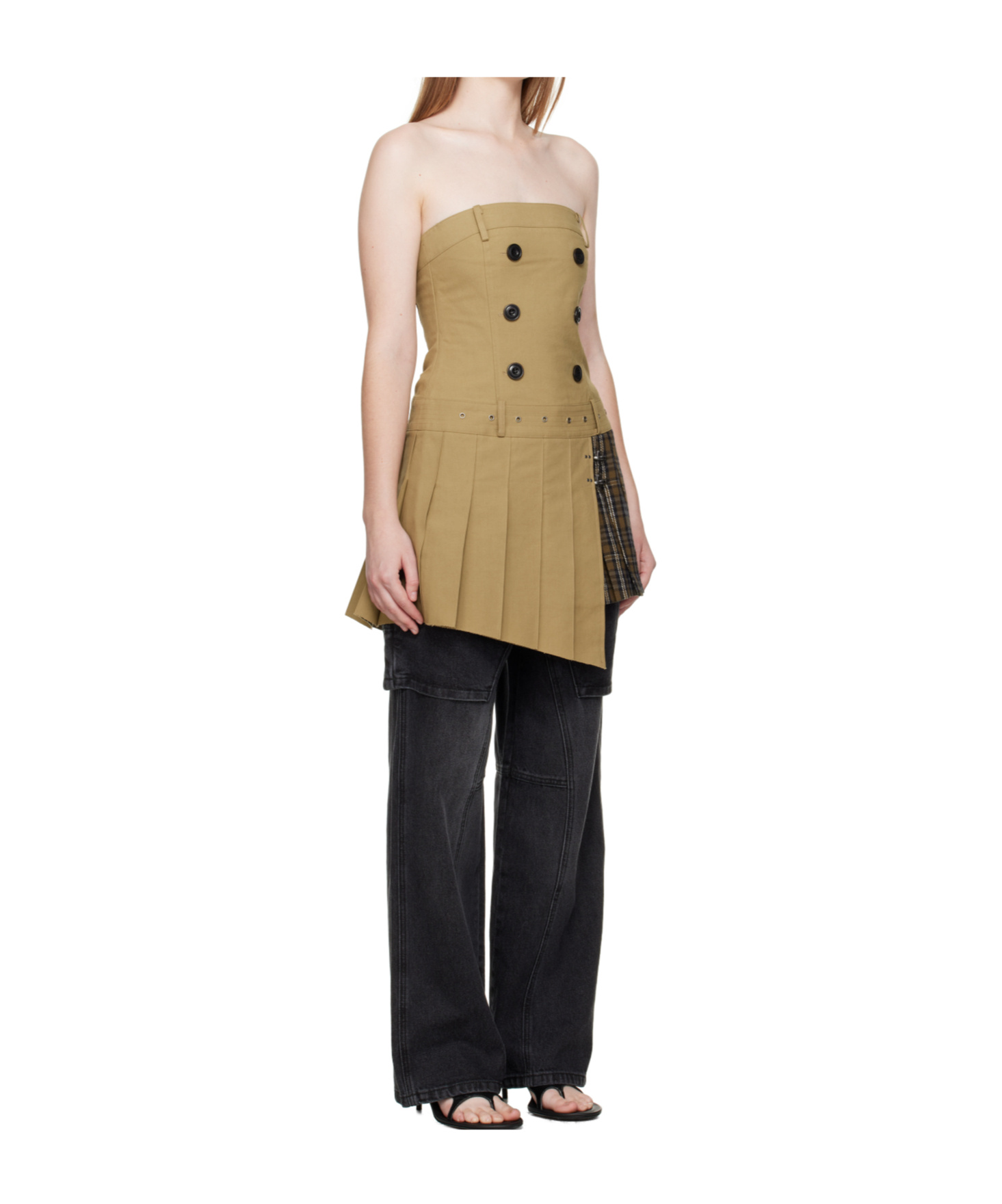 Andersson Bell Double Pleats Trench Dress In Brown