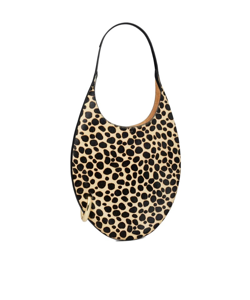 Tory Burch Pierced Calf Hair Handbag In Black