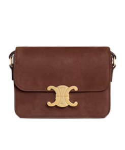 Celine Teen Triomphe Bag In Grained Nubuck Calfskin In Brown