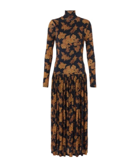 Ulla Johnson Amaya Pleated Floral-print Maxi Dress In Onyx