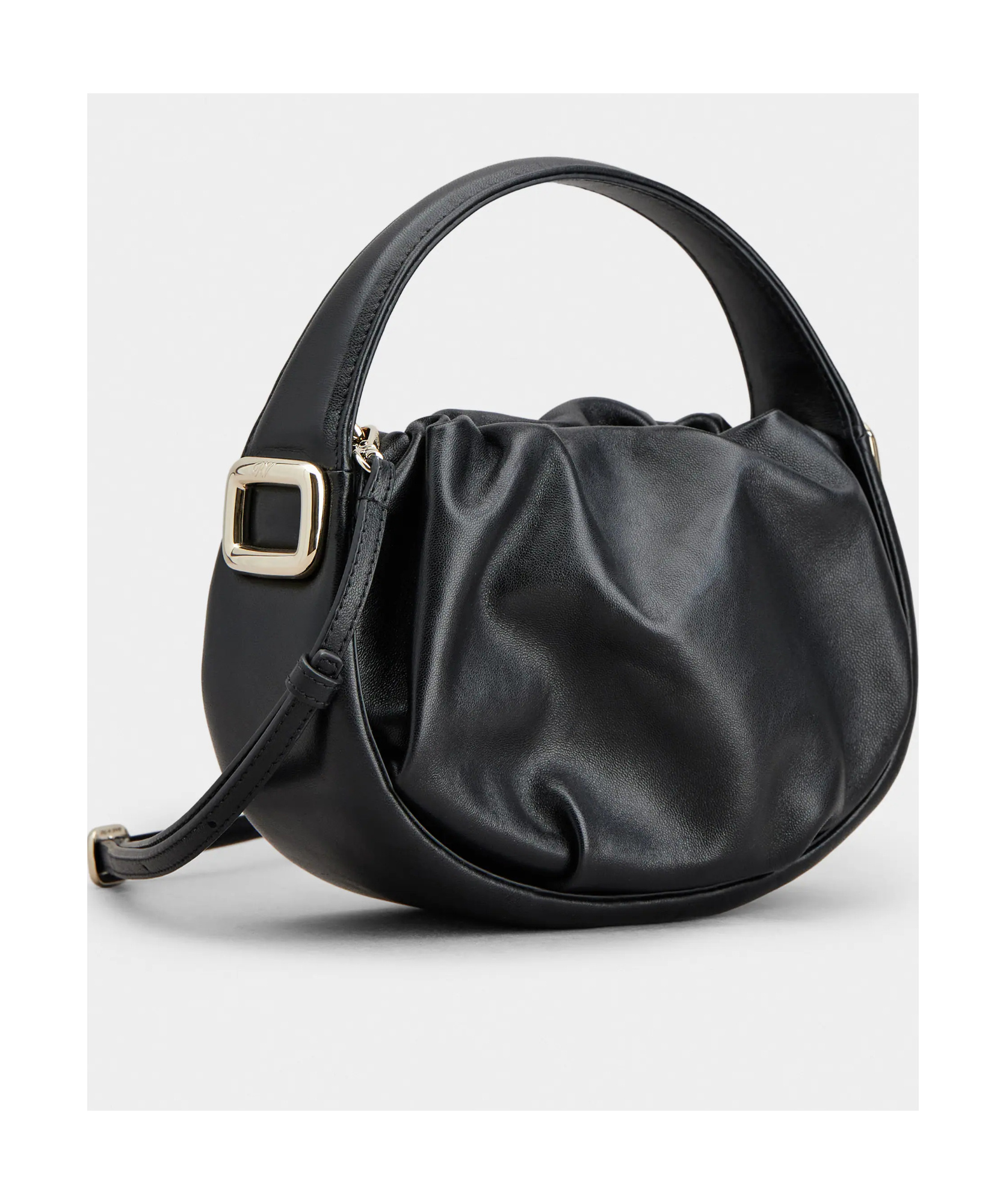 Roger Vivier Hobo Viv' Choc Mini Bag In Leather In Black