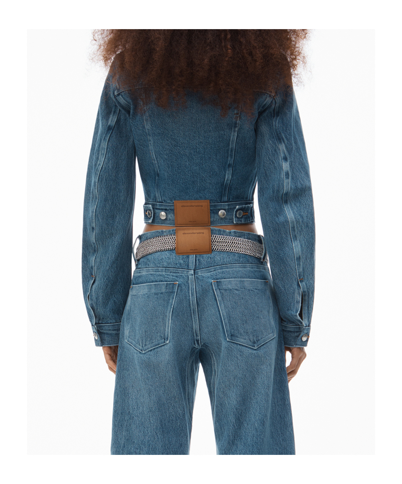 Alexander Wang Blue Shrunken Denim Jacket In Blue