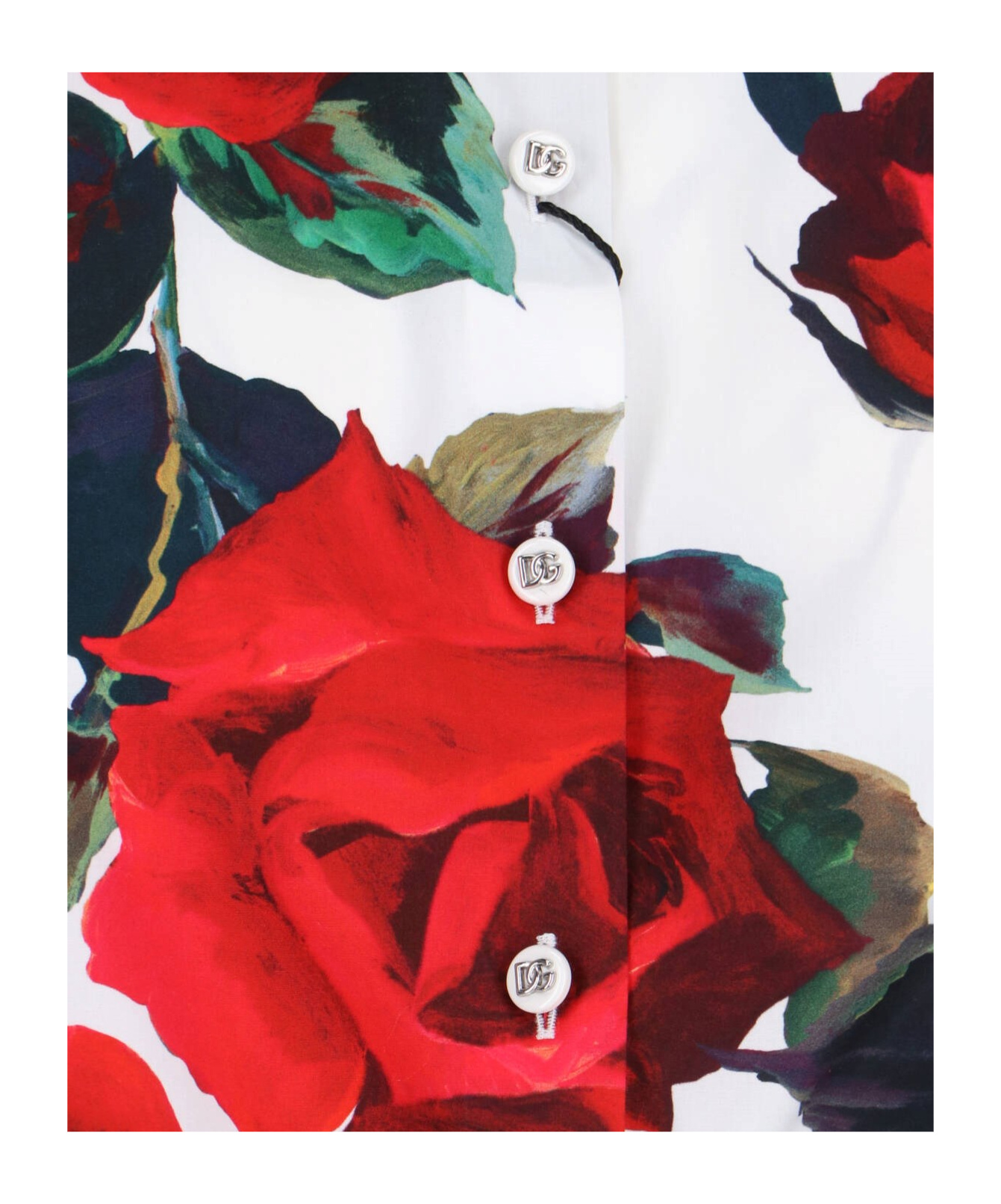 Dolce & Gabbana Cropped Tie-detailed Floral-print Cotton-poplin Shirt In White