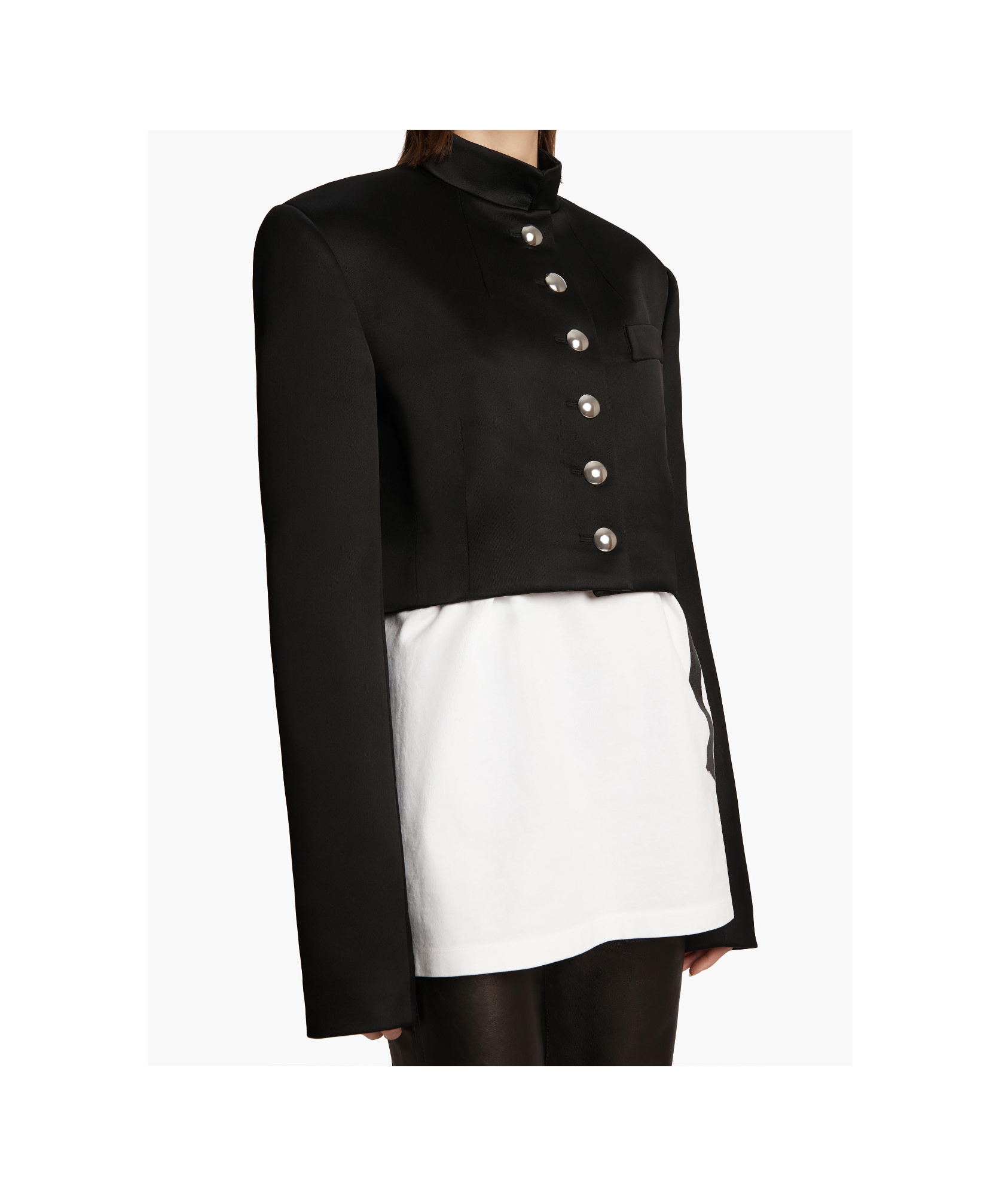 Khaite Samuelson Cropped Duchesse-satin Jacket In Black