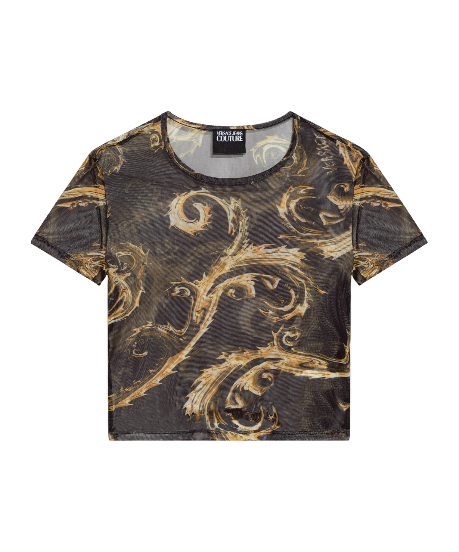 Versace Jeans Chromo Couture-print Mesh T-shirt In Black