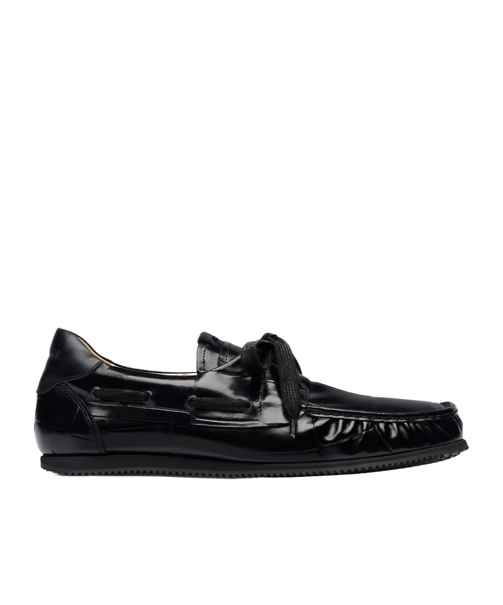 Jacquemus Men's Les Batto Calfskin Boat Shoes In Black