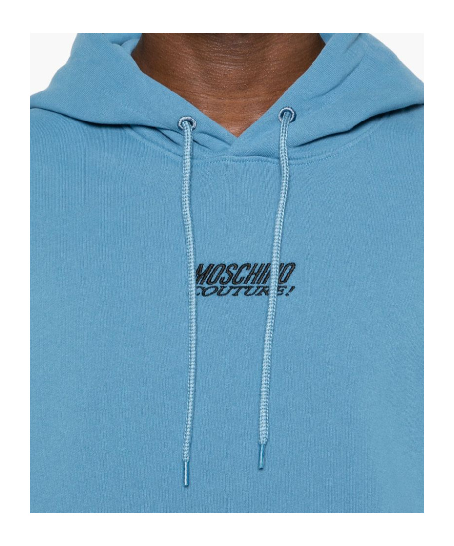 Moschino Logo-embroidered Cotton Hoodie In Blue