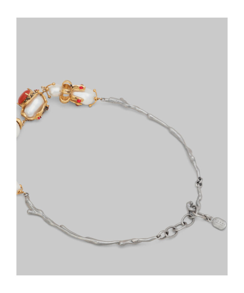 Marni Pearl-embellished Necklace In Gray