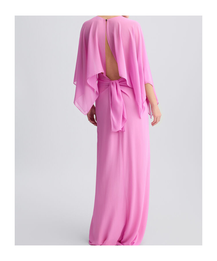 Liu •jo Liu Jo Maxi Dress With Draped Sleeves In Pink