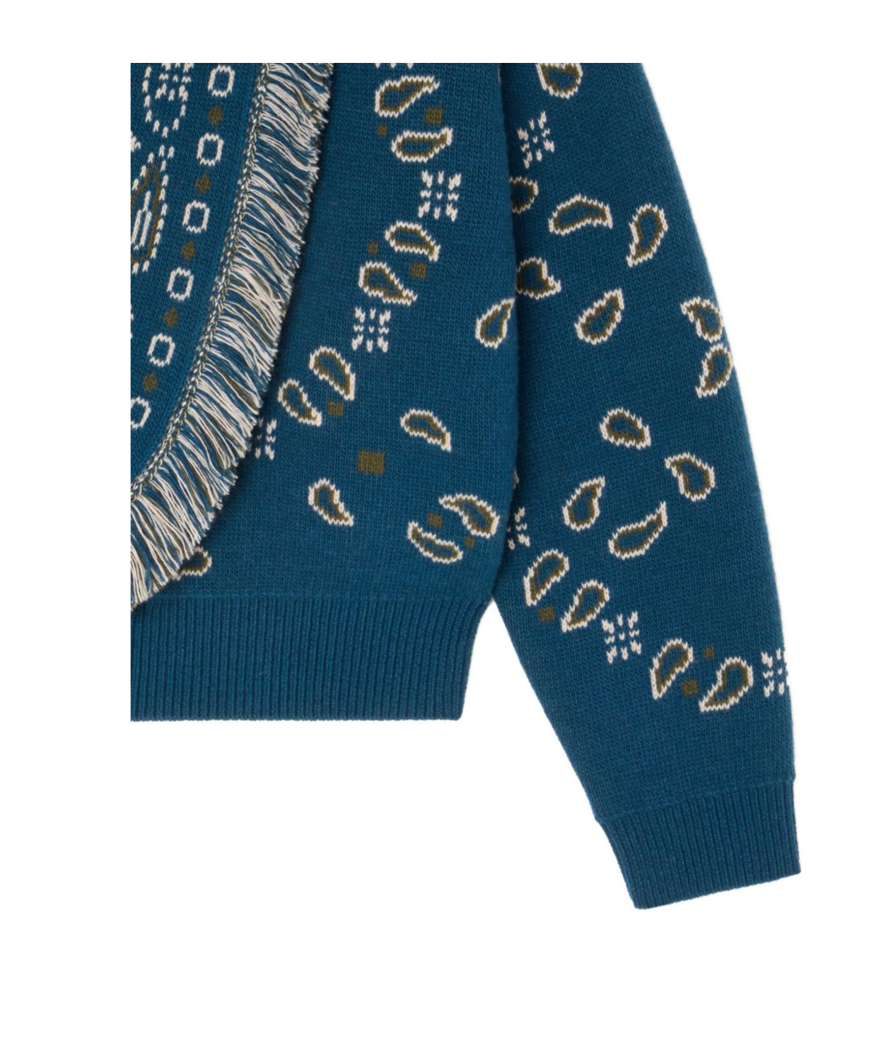 Alanui Bandana Wool And Cashmere Cardi-bomber In Blue