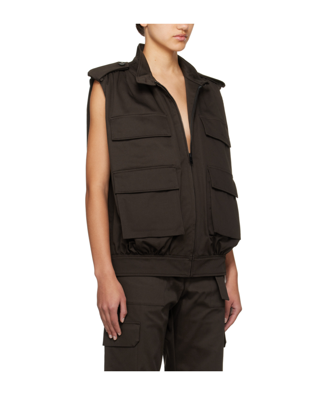 MSGM EMBROIDERED-LOGO TWILL GILET