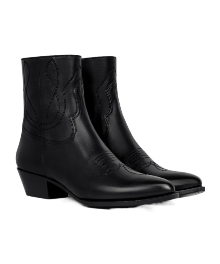 Celine Pointed Short Boots In Black