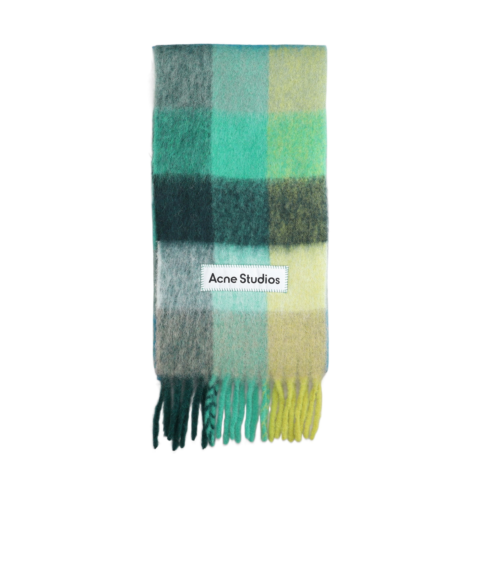 Shop Acne Studios Checked Scarf In Green