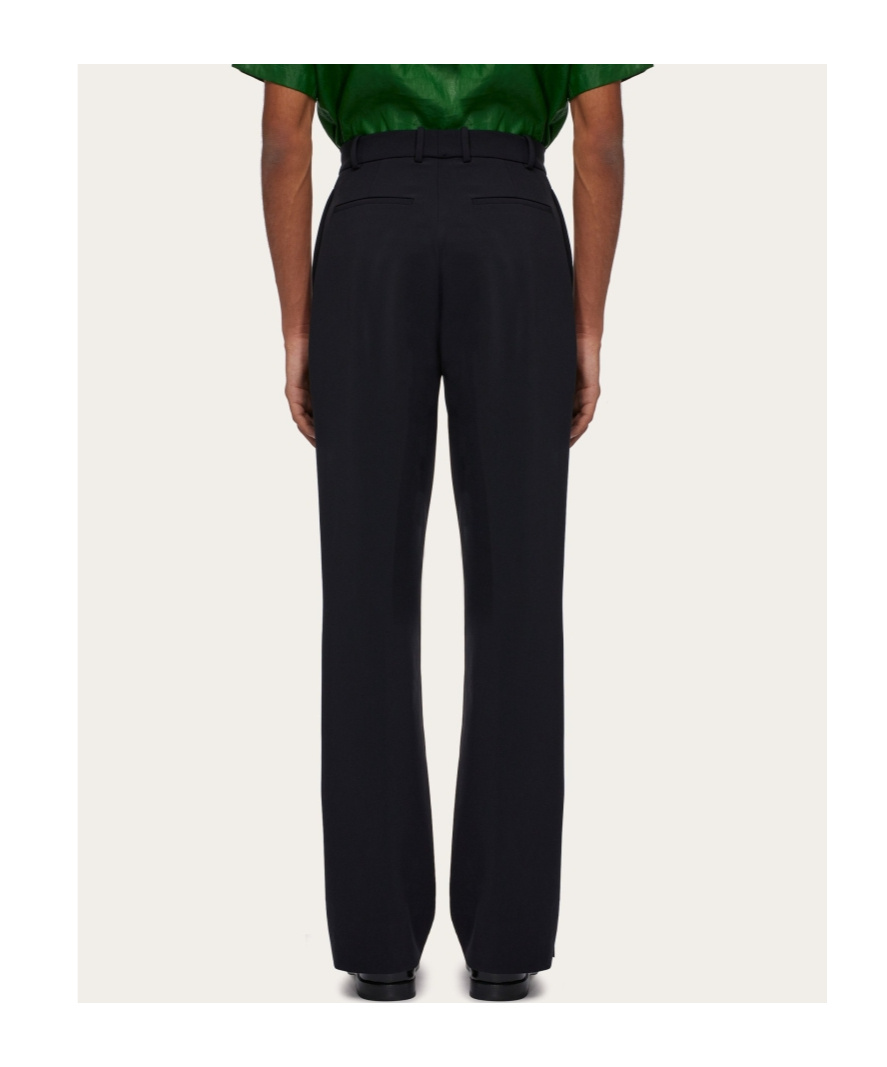 Ferragamo Logo-tag Cotton Straight-leg Trousers In Black