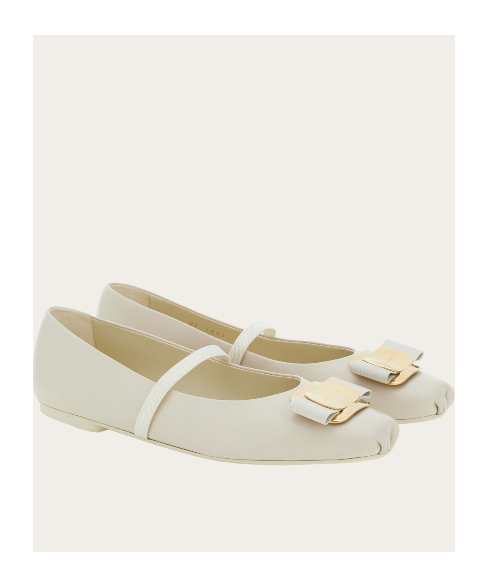 Ferragamo Woman Ballet Flats White Size 9 Leather In Nude