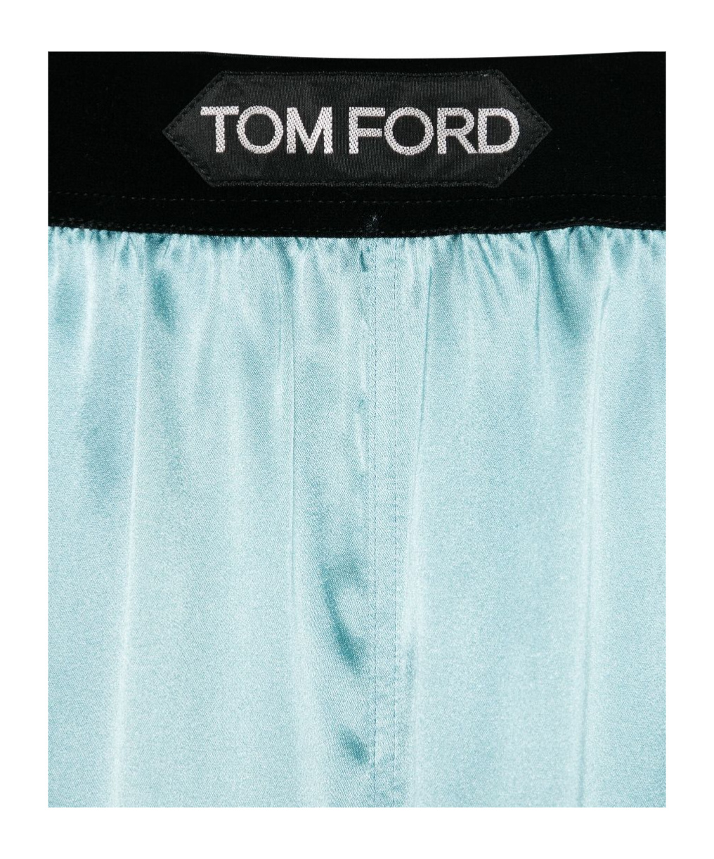 Tom Ford Satin Pajamas Shorts In Blue