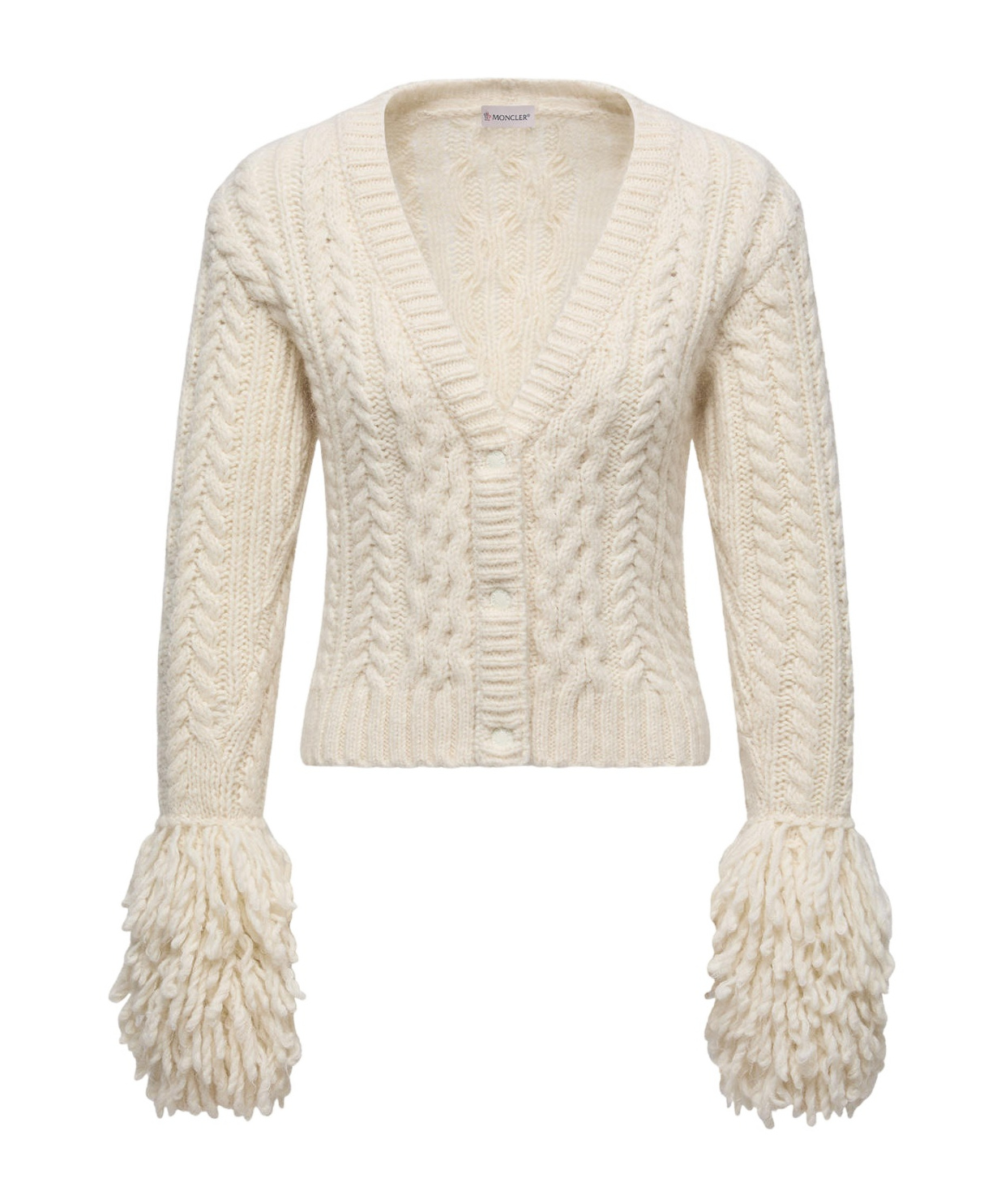 Moncler Ivory Alpaca Blend Cardigan In White