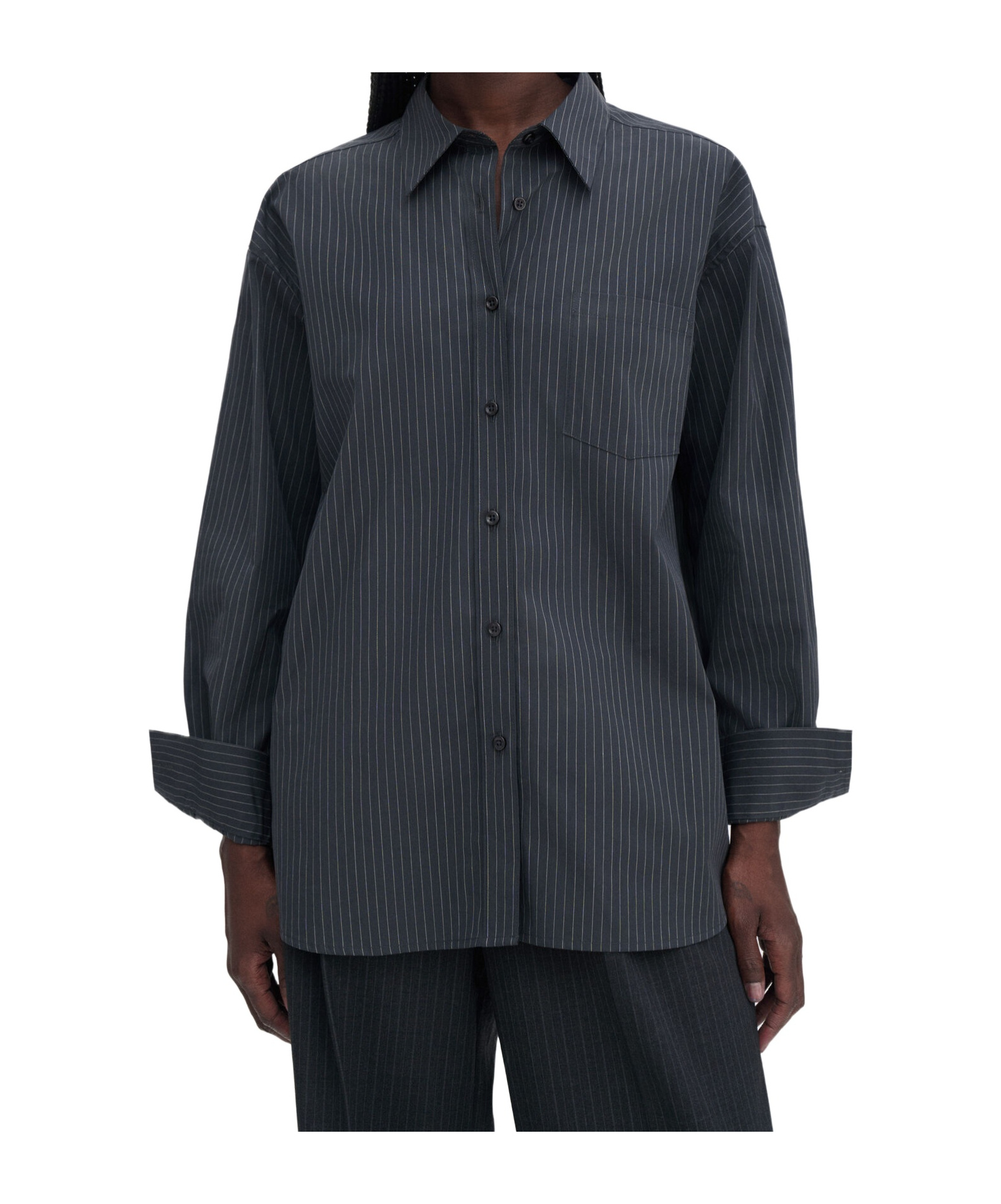 Filippa K Sammy Pinstripe Shirt In Black
