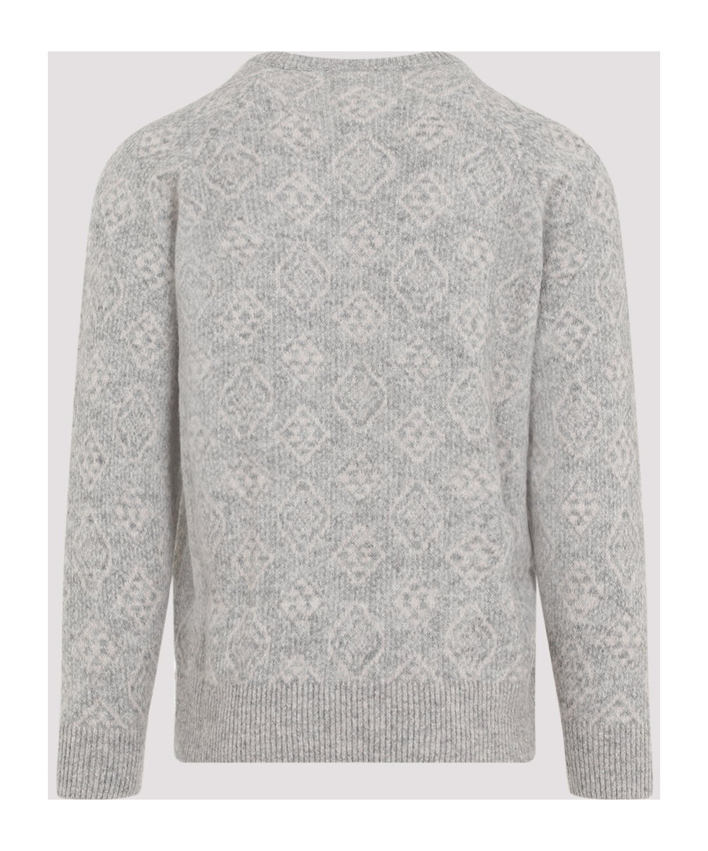 Brunello Cucinelli Geometric Alpaca Blend Sweater In Gray