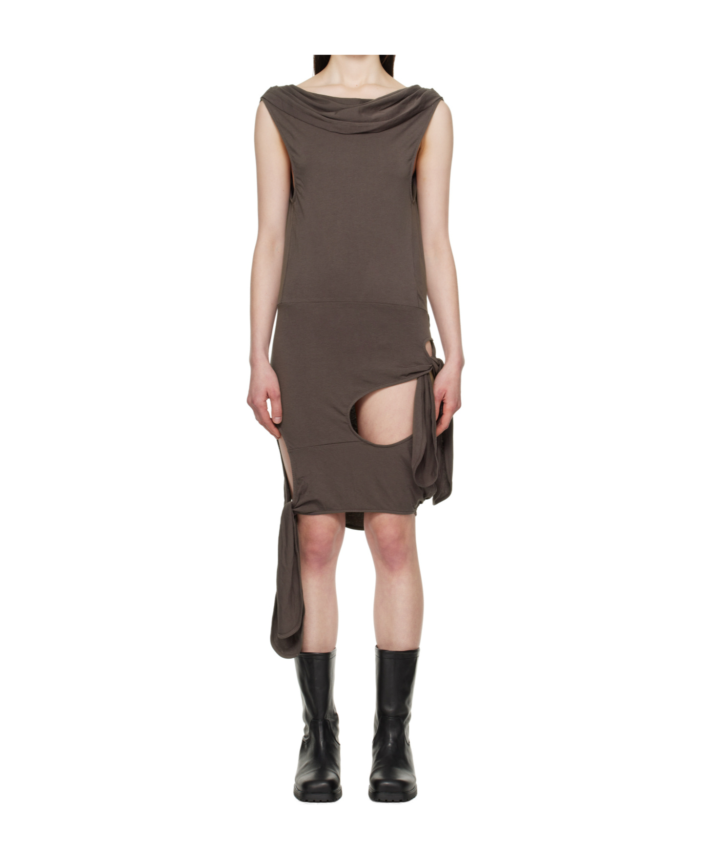 Open Yy Deconstructed Dress In Brown