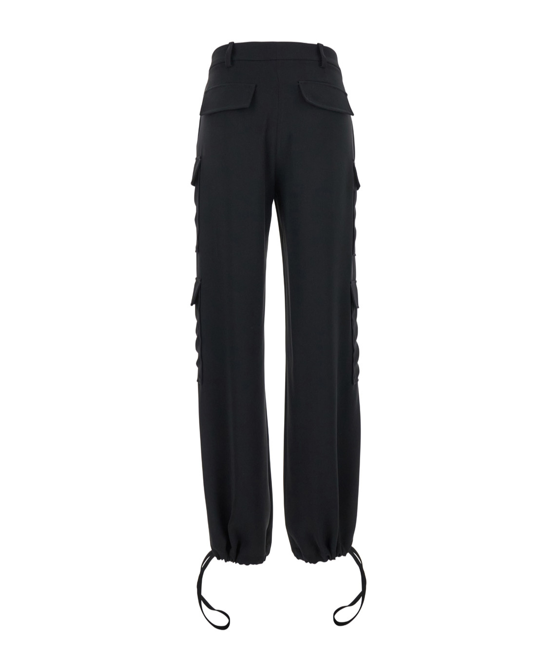 P.a.r.o.s.h Black Cargo Pants With Drawstring At The Ankles In Fabric Woman In Black