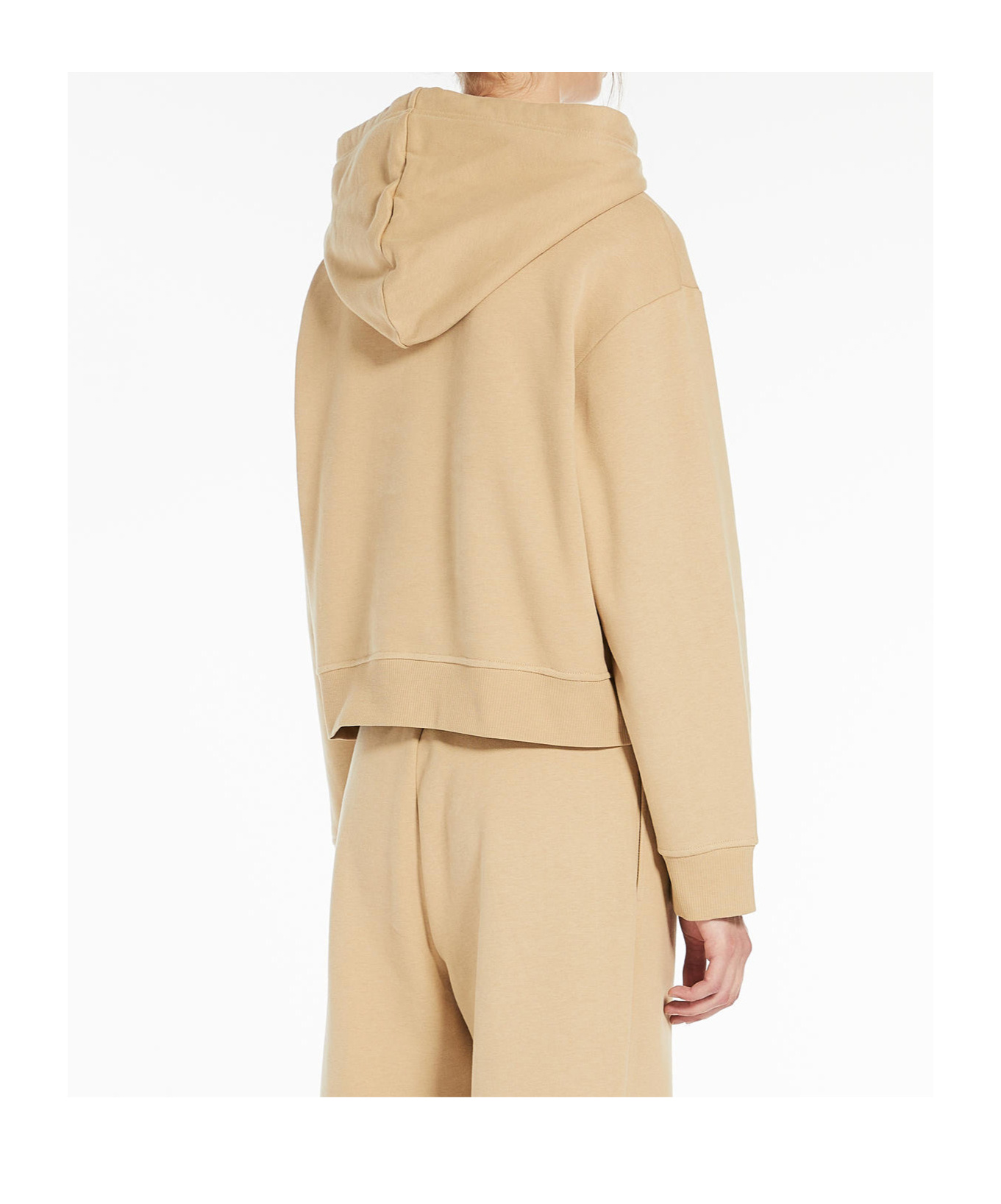 Weekend Max Mara Long-sleeved Hooded Hoodie In Nude