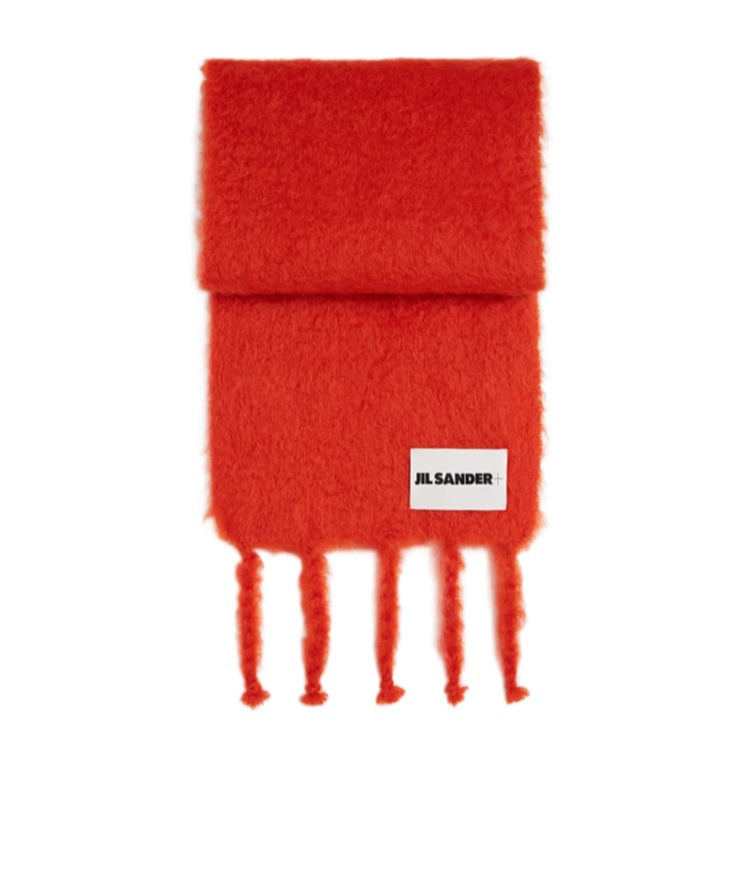 Jil Sander Logo Scarf Featuring Fringed Ends