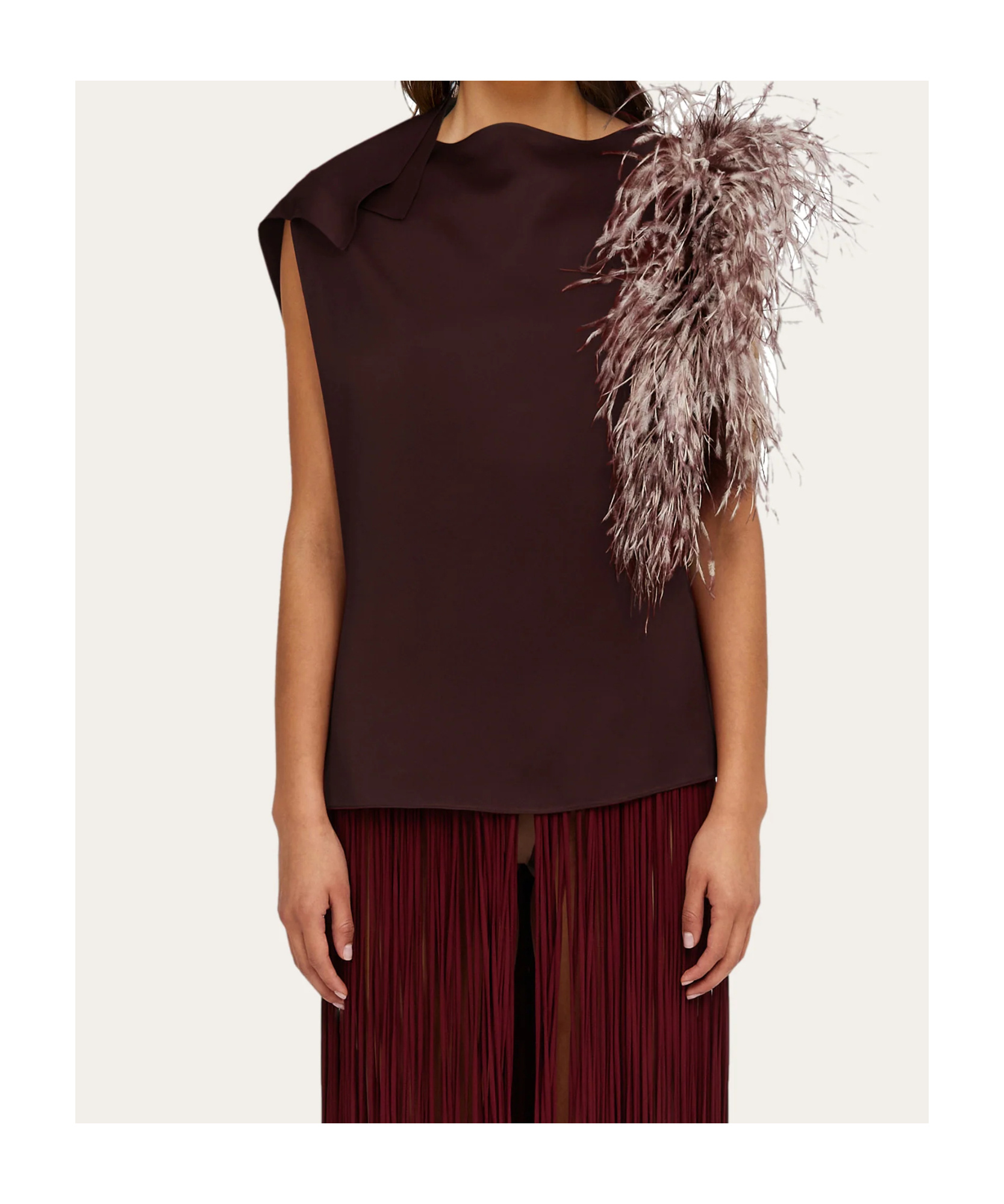 FERRAGAMO ASYMMETRICAL FEATHER VEST